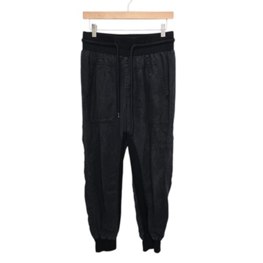 Quince Jogger Pants Womens Medium Black Tencel Lyocell Utility Drawstring Ribbed